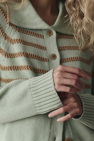 The Great the scholar cardigan seafoam back