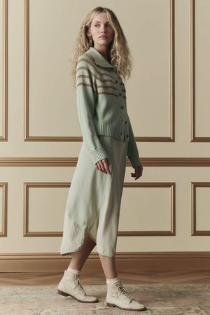 The Great the scholar cardigan seafoam detail
