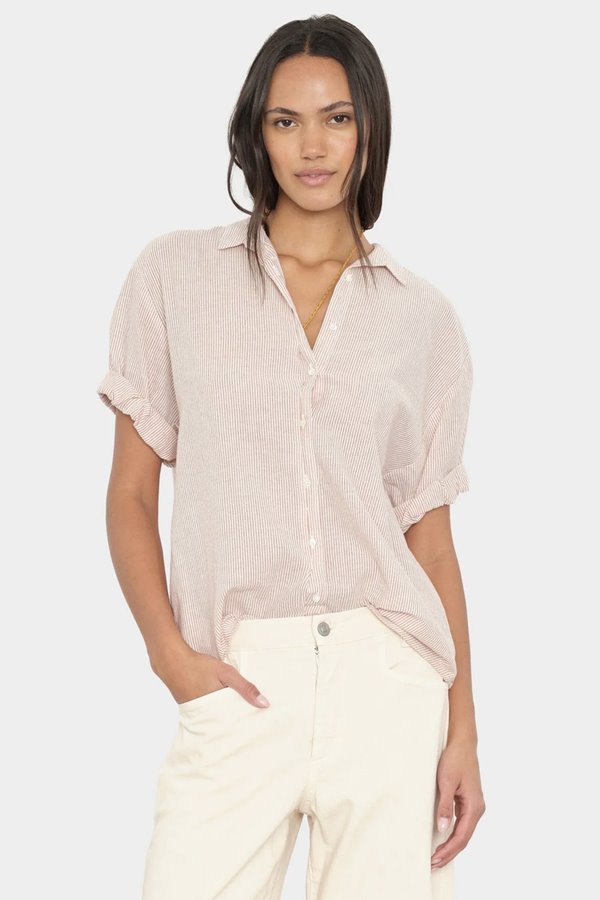 Xirena  Channing Shirt Burnt Sienna Stripe