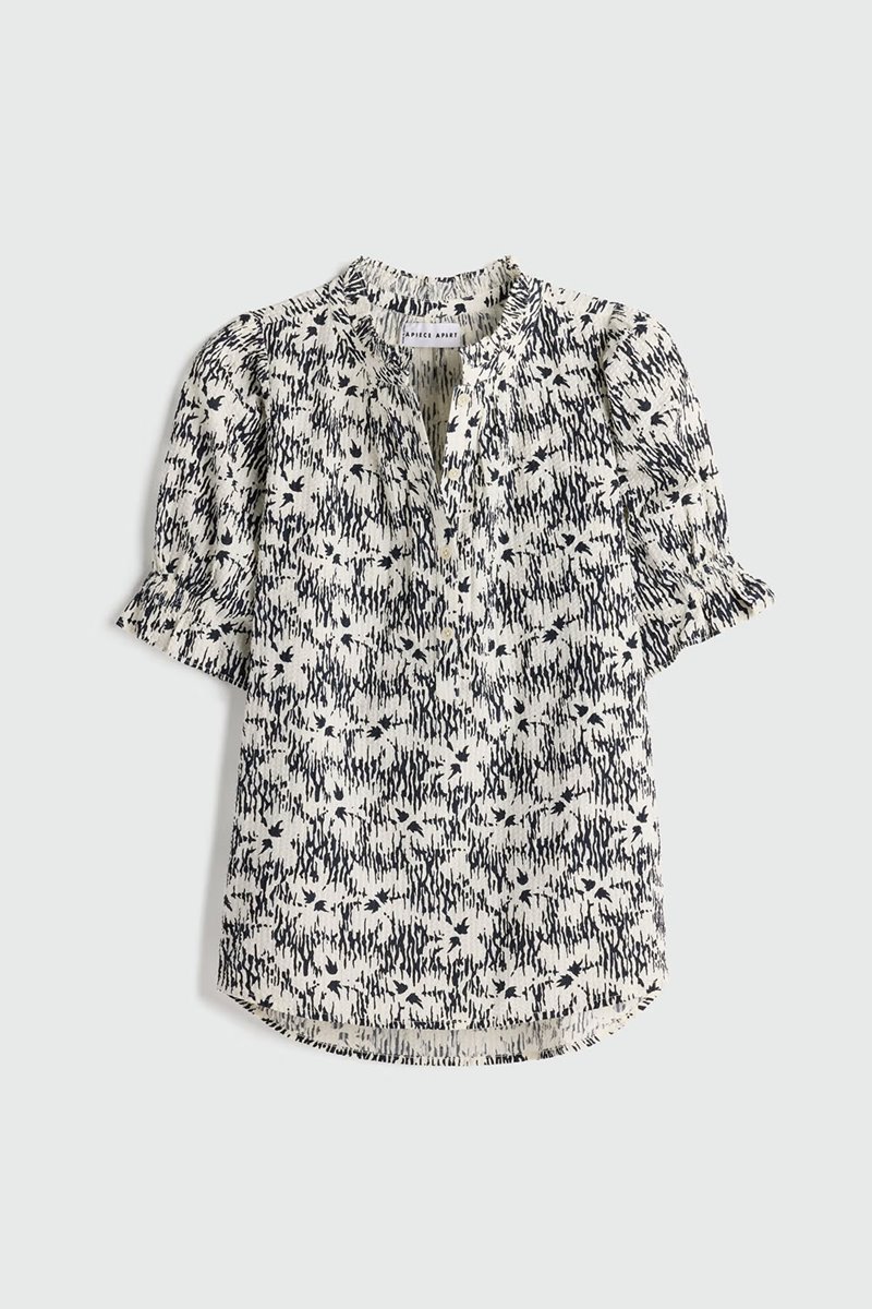 Apiece Apart los altos top  textured tropical midnight detail