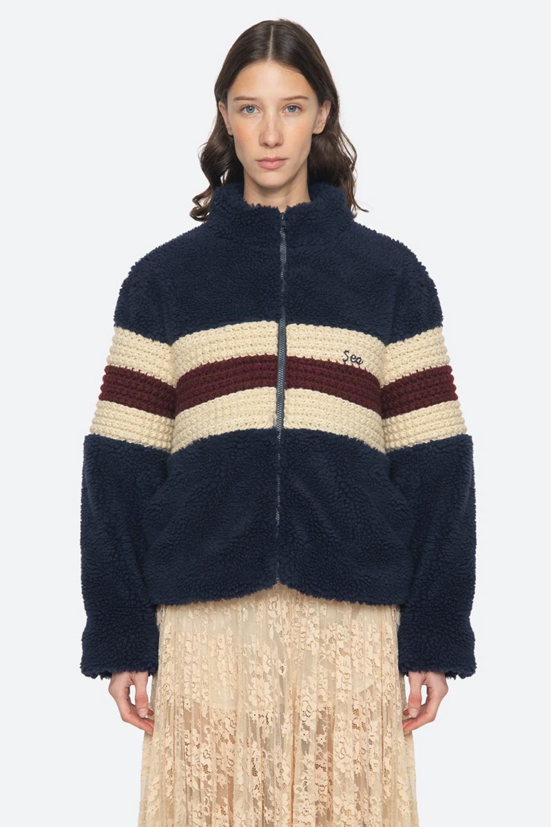 Sea NY georgie fleece jacket navy