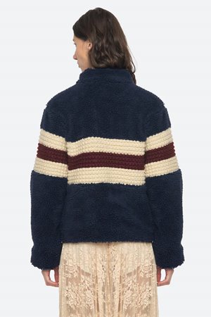 Sea NY georgie fleece jacket navy back
