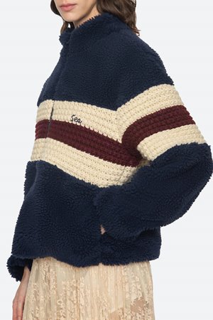 Sea NY georgie fleece jacket navy side