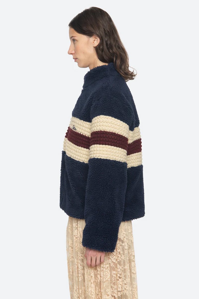 Sea NY georgie fleece jacket navy detail