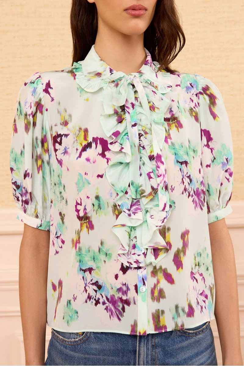 Ulla Johnson camellia silk top oasis detail