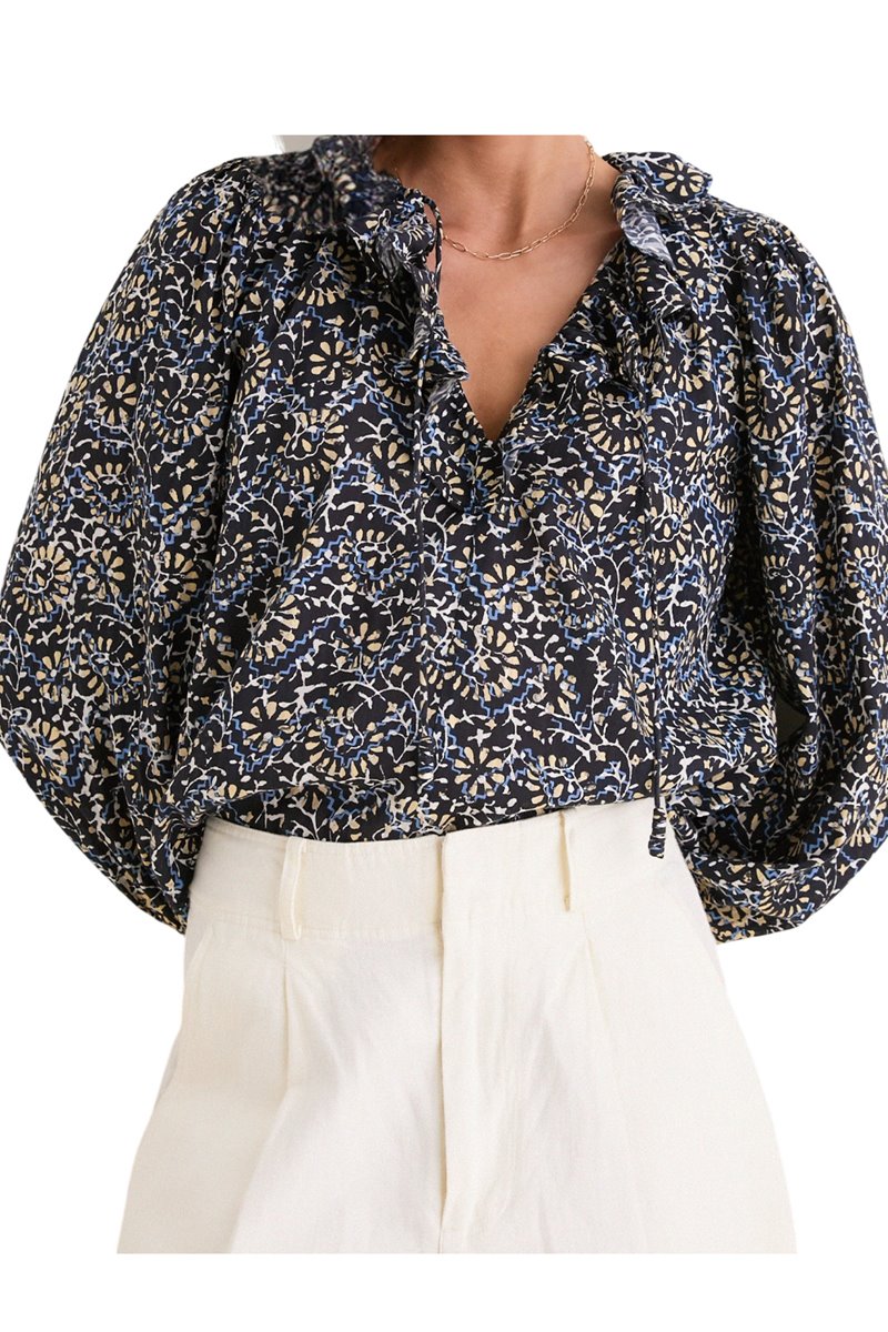 Ulla Johnson siena cotton top midnight  bloom back