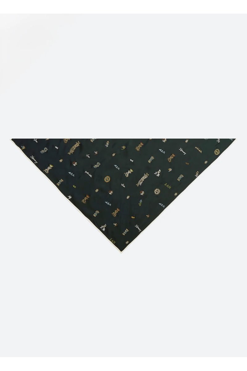 Sea NY juliet embroidered scarf green  side