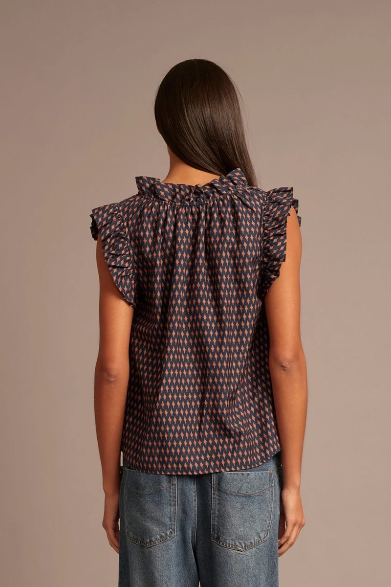 Xirena  bex top navy diamond detail