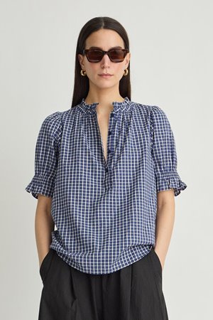 Apiece Apart los altos top navy desai plaid