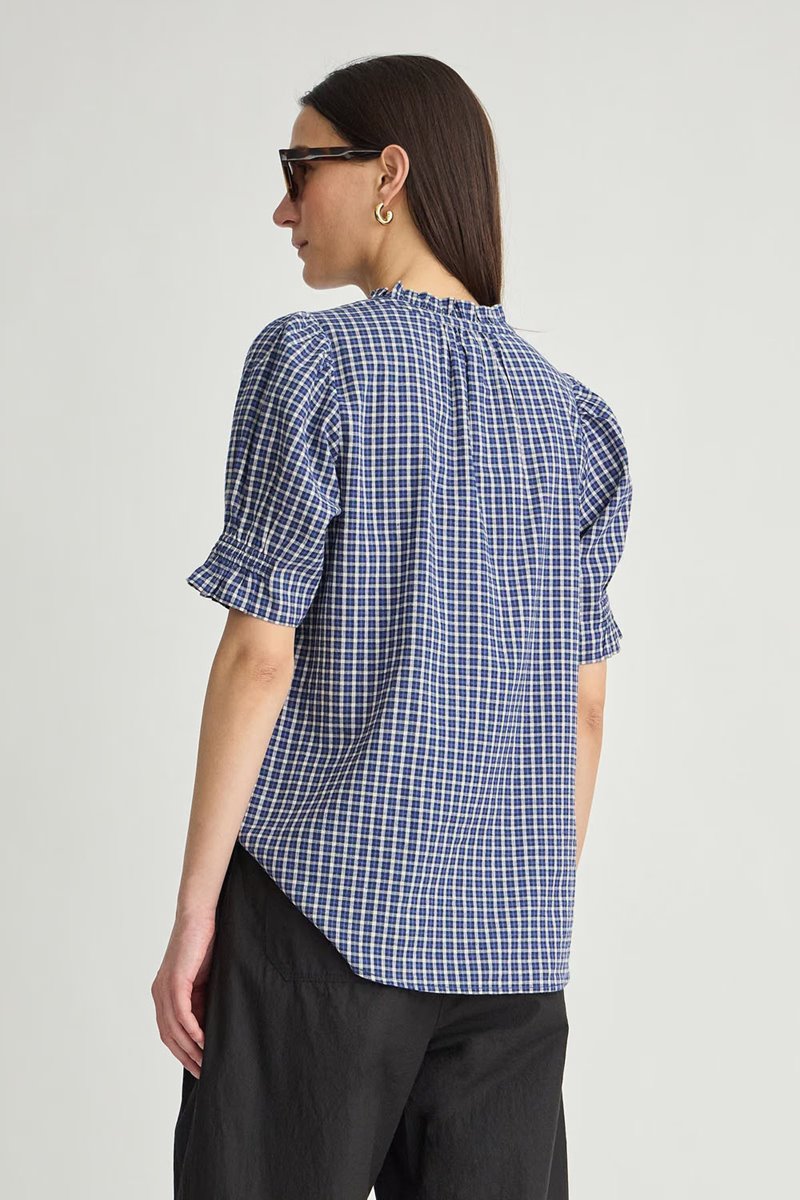 Apiece Apart los altos top navy desai plaid side