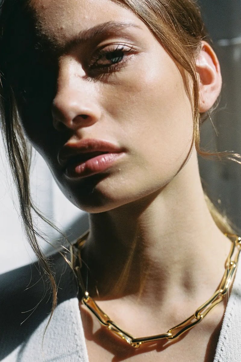 Shyla  chunky link necklace gold side