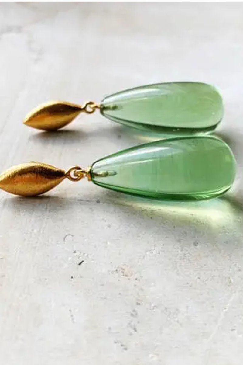 Shyla  corine drop earrings soft green back