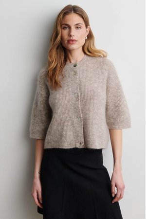 Second Female andrea rib cardigan light beige