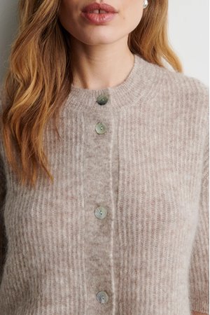 Second Female andrea rib cardigan light beige back