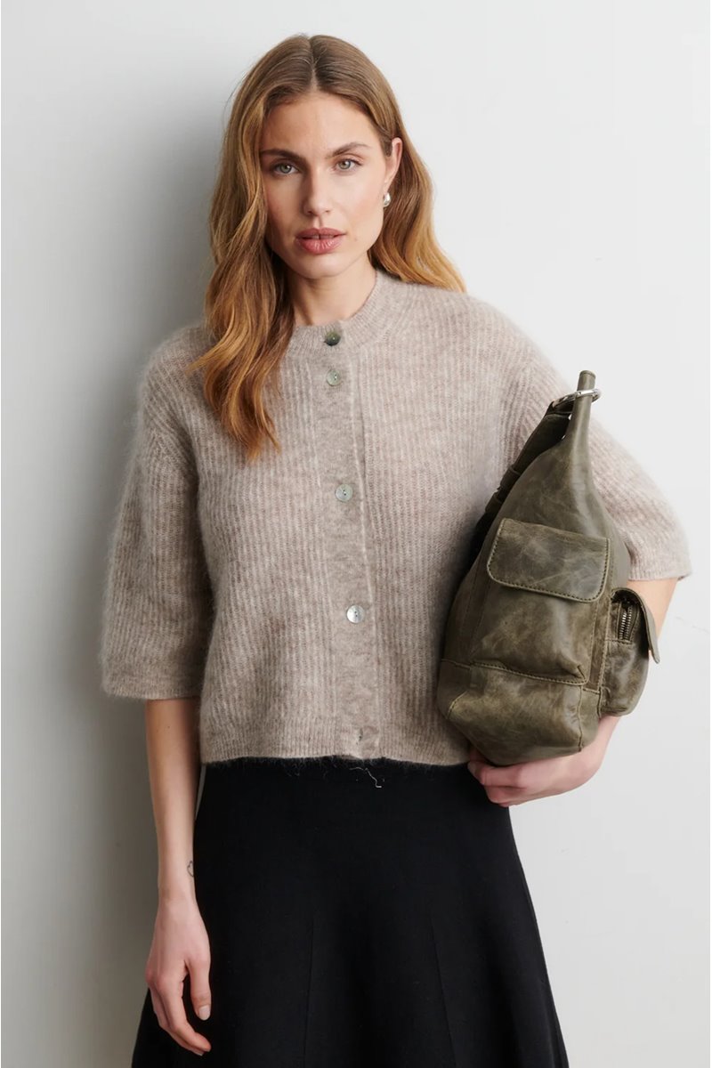 Second Female andrea rib cardigan light beige detail