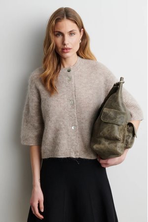 Second Female andrea rib cardigan light beige detail