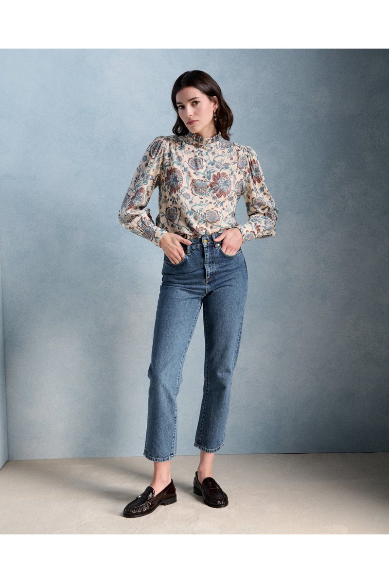 Petite Mendigote tabatha blouse ecru floral detail