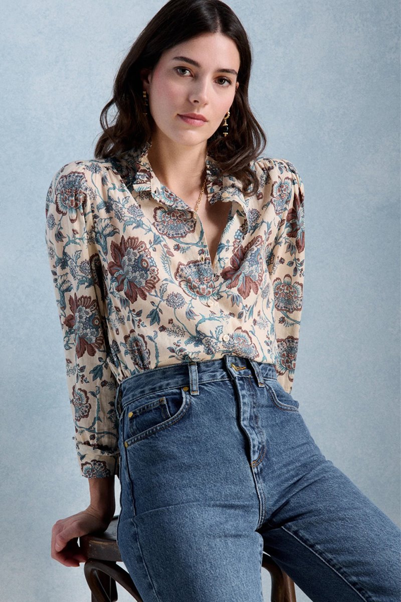 Petite Mendigote tabatha blouse ecru floral