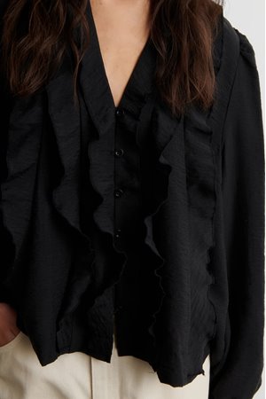 Second Female rayna frill blouse black back