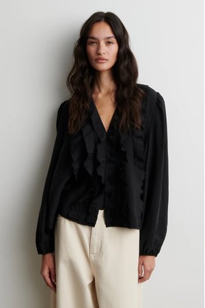 Second Female rayna frill blouse black side