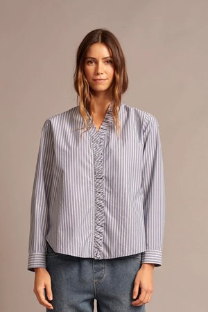 Xirena  kayde shirt blue pine stripe side