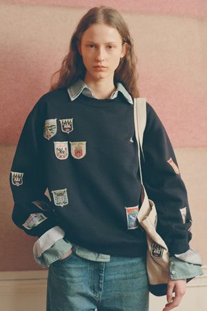 Sea NY davis patchwork sweatshirt navy side