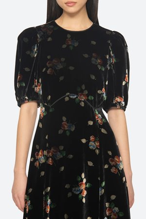 Sea NY leda velvet puff sleeve dress black detail