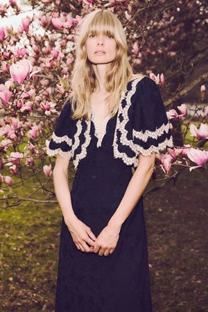 Sea NY shay lace midi dress navy side