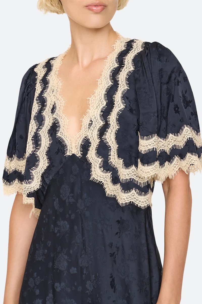 Sea NY shay lace midi dress navy detail