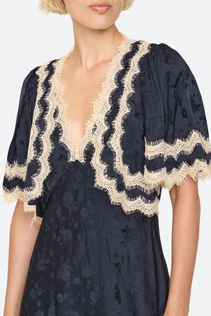 Sea NY shay lace midi dress navy detail