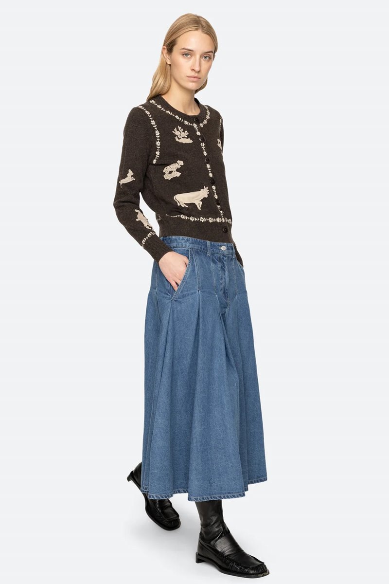 Sea NY marguerite lace patch cardigan coffee side