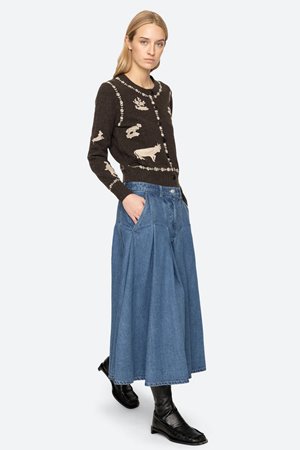 Sea NY marguerite lace patch cardigan coffee side