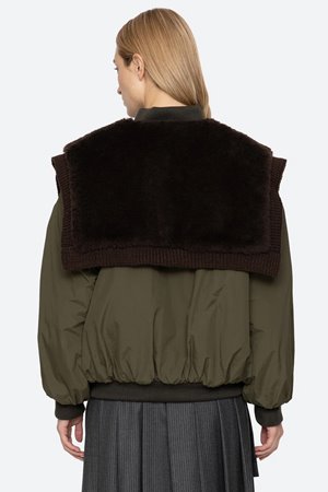 Sea NY marta faux fur bomber detail