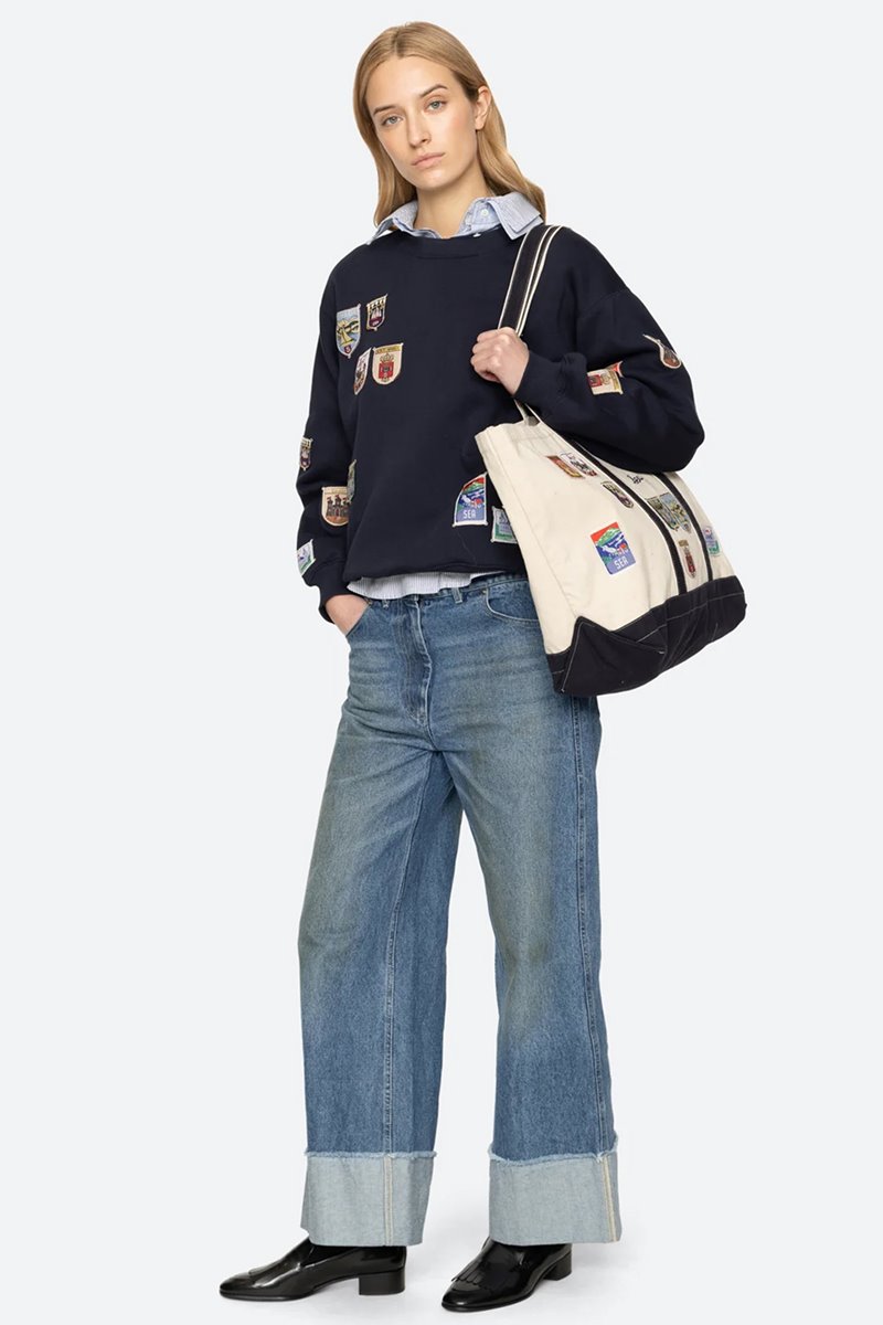 Sea NY davis patchwork tote back