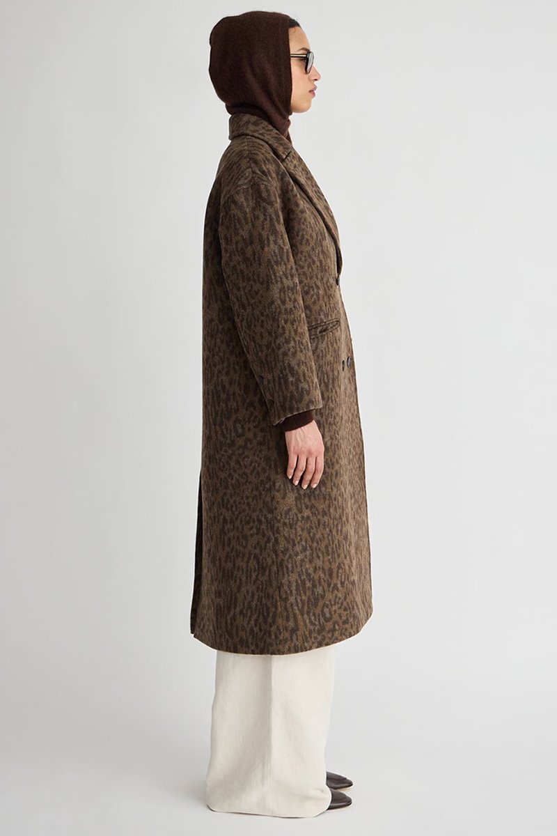 Apiece Apart matta oversized coat leopard side