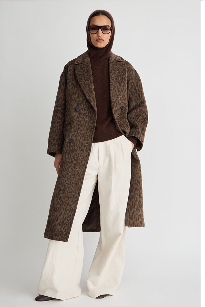 Apiece Apart matta oversized coat leopard detail