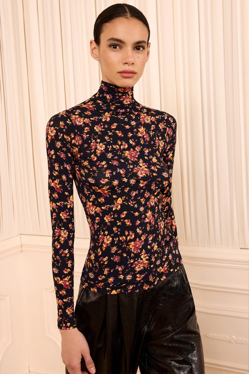 Ulla Johnson aurelia turtleneck black floral