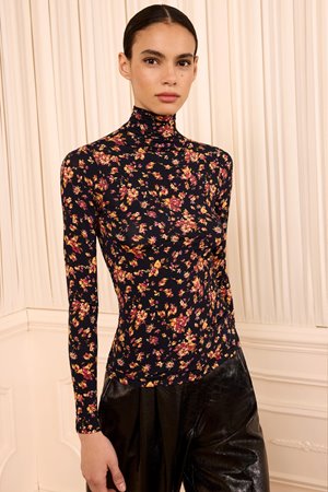 Ulla Johnson aurelia turtleneck black floral