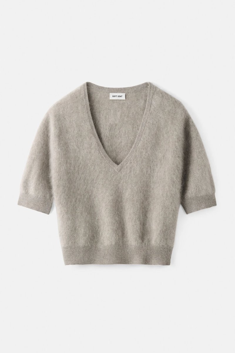 Soft Goat brushed v neck t shirt  back