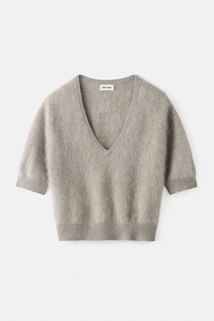 Soft Goat brushed v neck t shirt  back