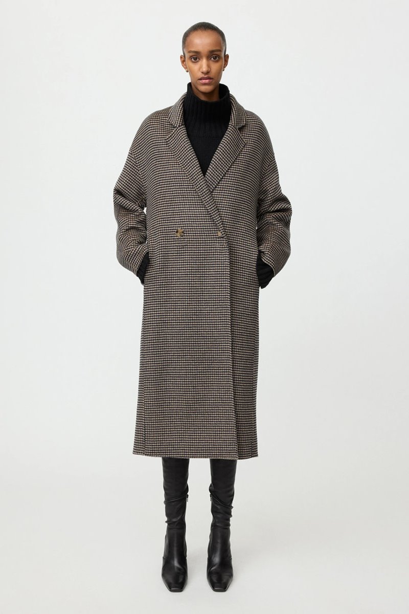 Soft Goat oversized houndstooth coat 