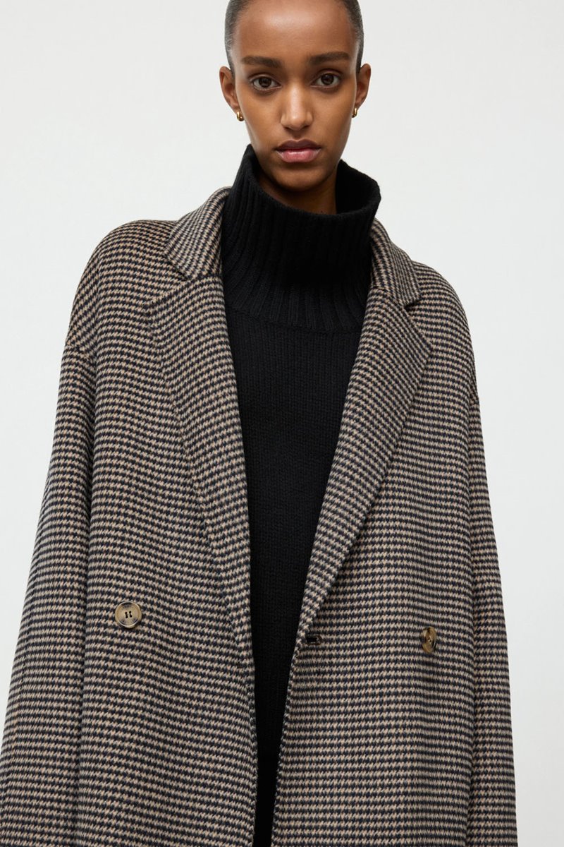 Soft Goat oversized houndstooth coat  back