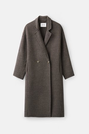 Soft Goat oversized houndstooth coat  detail