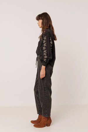 Indi & Cold  voluminous embroidered blouse black back