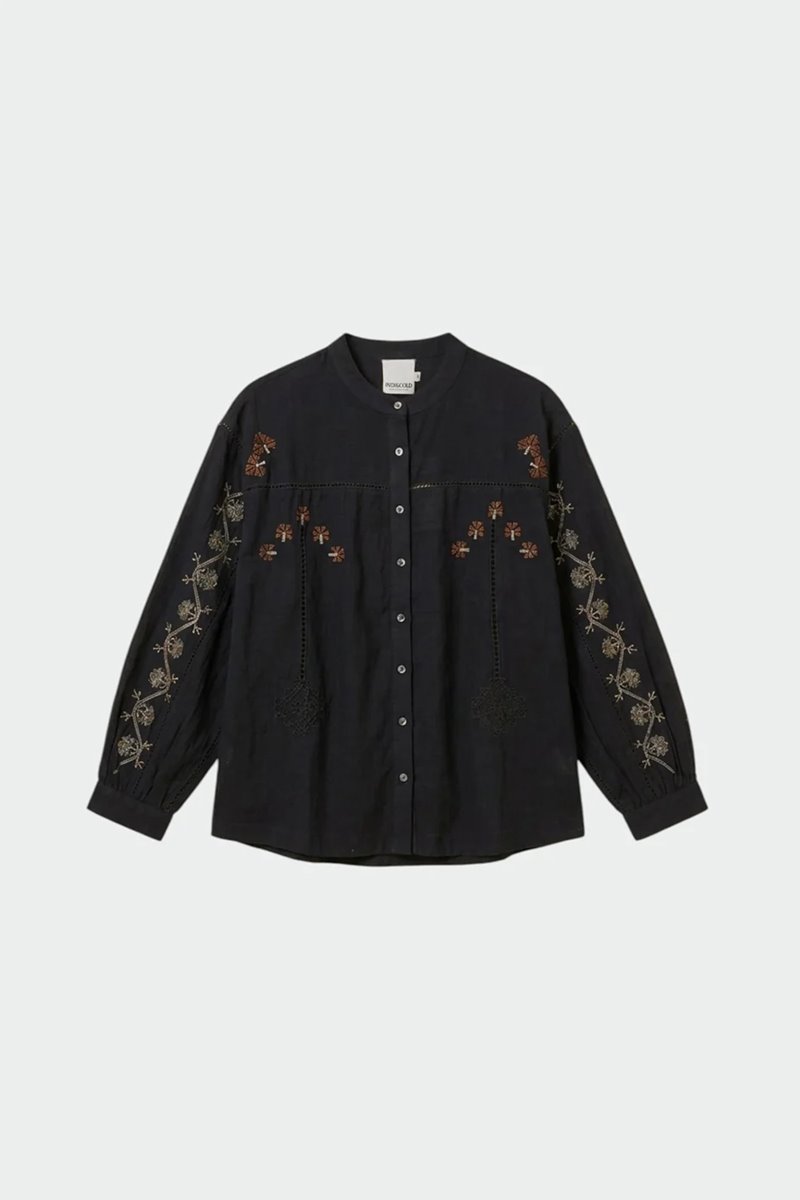Indi & Cold  voluminous embroidered blouse black
