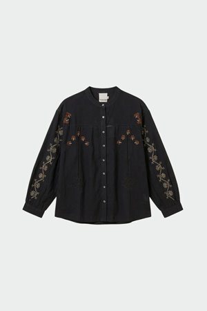 Indi & Cold  voluminous embroidered blouse black