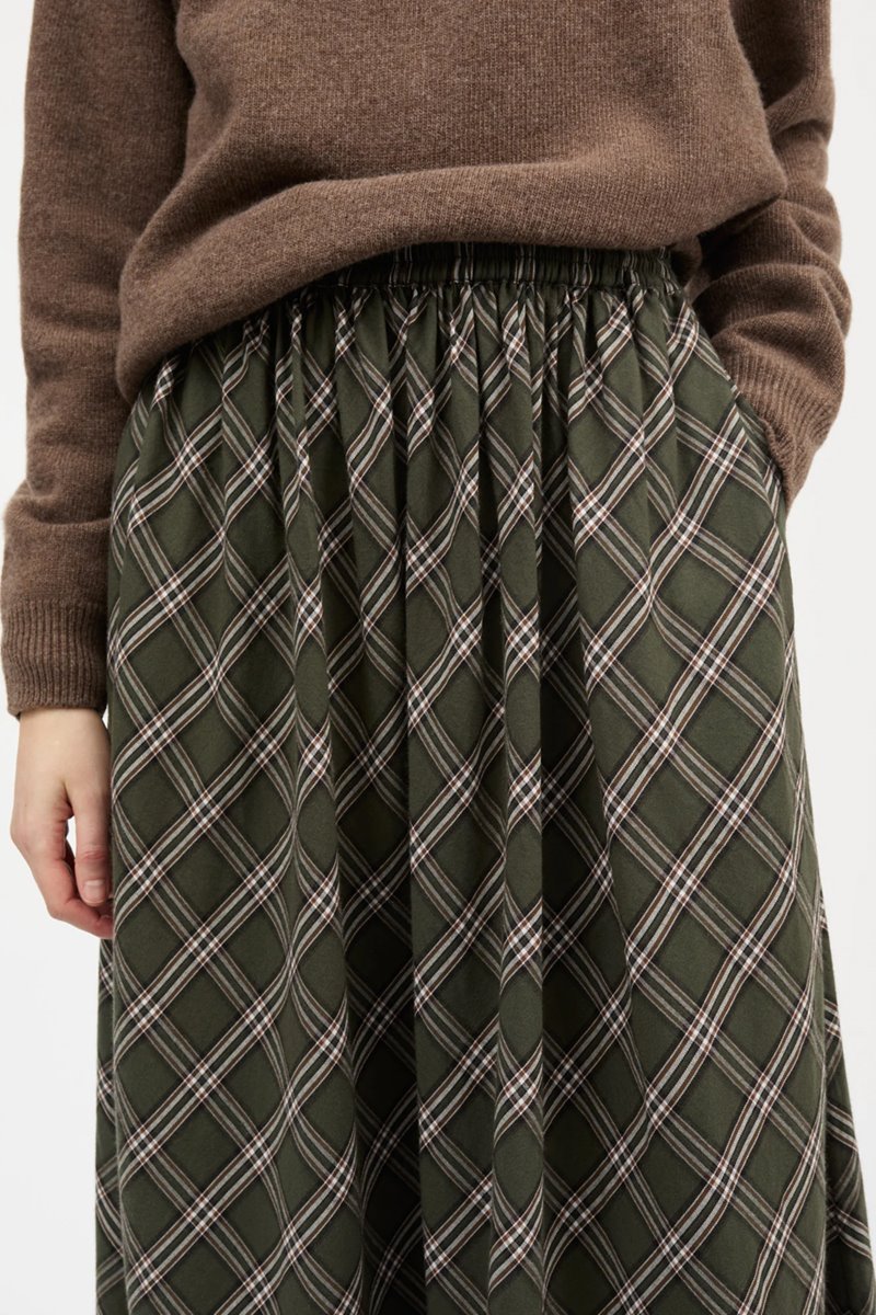 Skall Studio dagny skirt  green white check  back