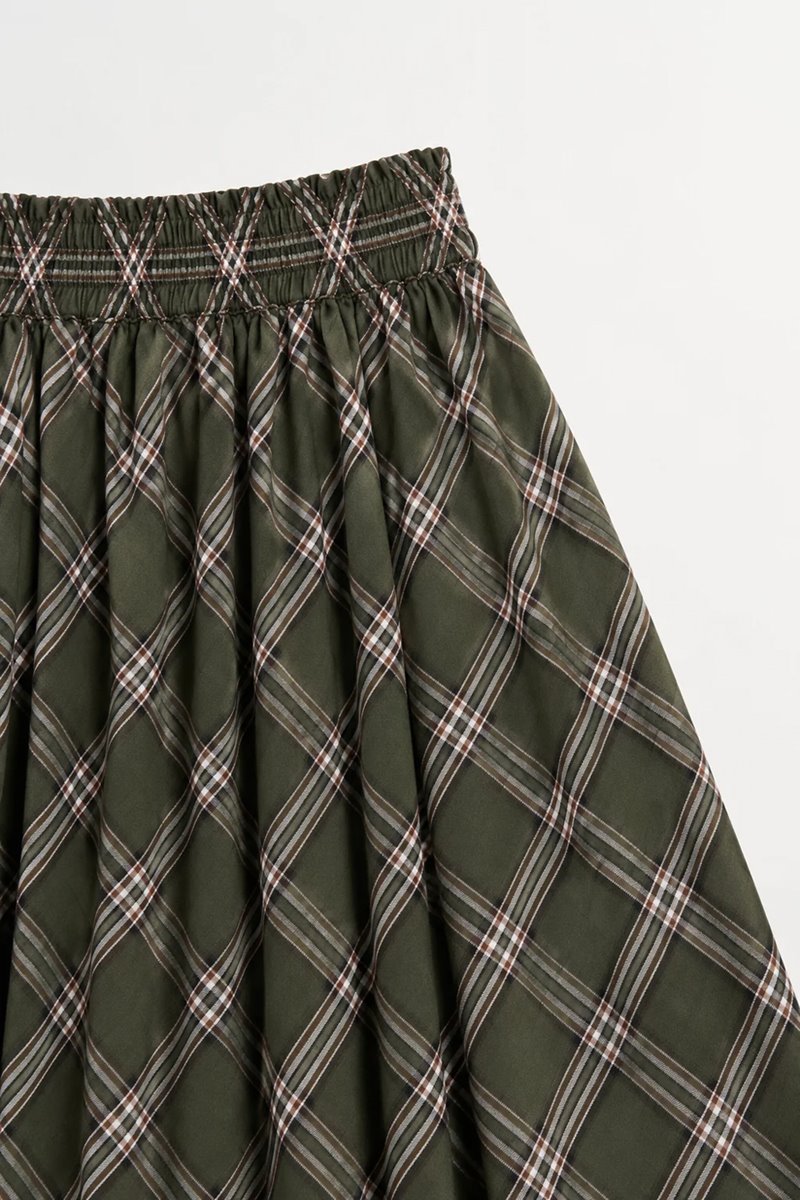 Skall Studio dagny skirt  green white check  detail