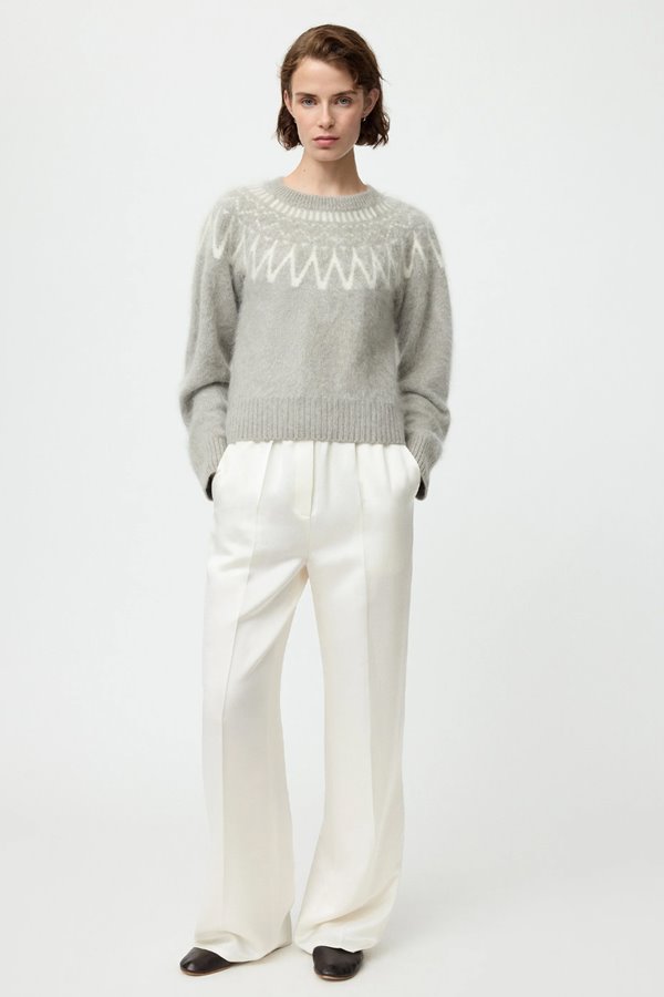 Soft Goat  Brushed Fair Isle Crewneck Griege