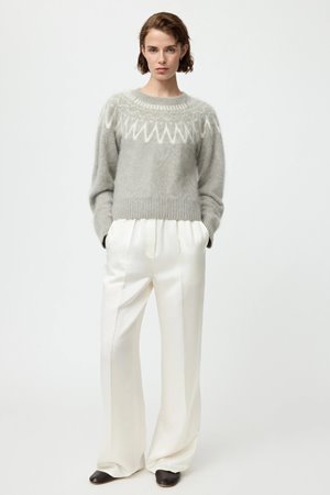 Soft Goat  brushed fair isle crewneck griege
